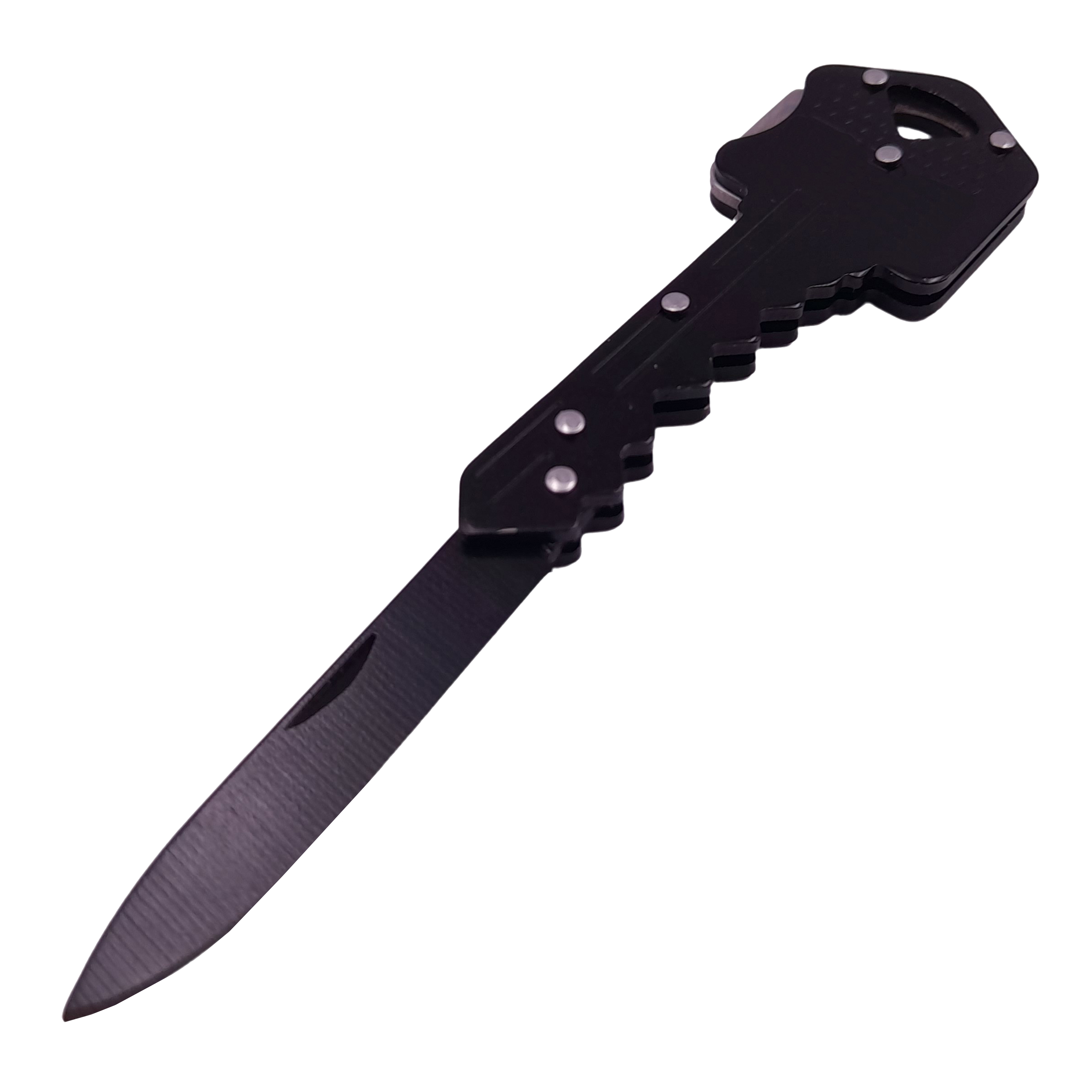 Briceag de buzunar tip cheie IdeallStore®, Key Blade, otel inoxidabil, 10 cm, negru - 2 | YEO