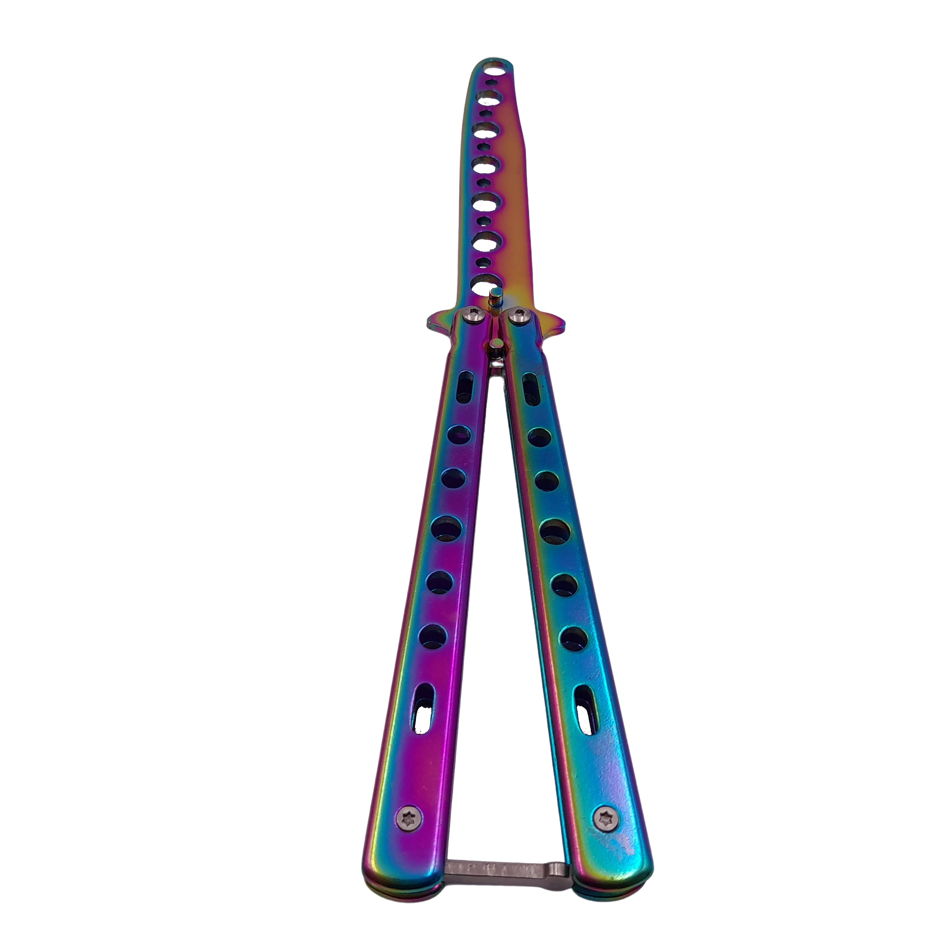 Briceag de antrenament IdeallStore®, model fluture, Rainbow Distortion, otel, 22.5 cm, multicolor - 4 | YEO