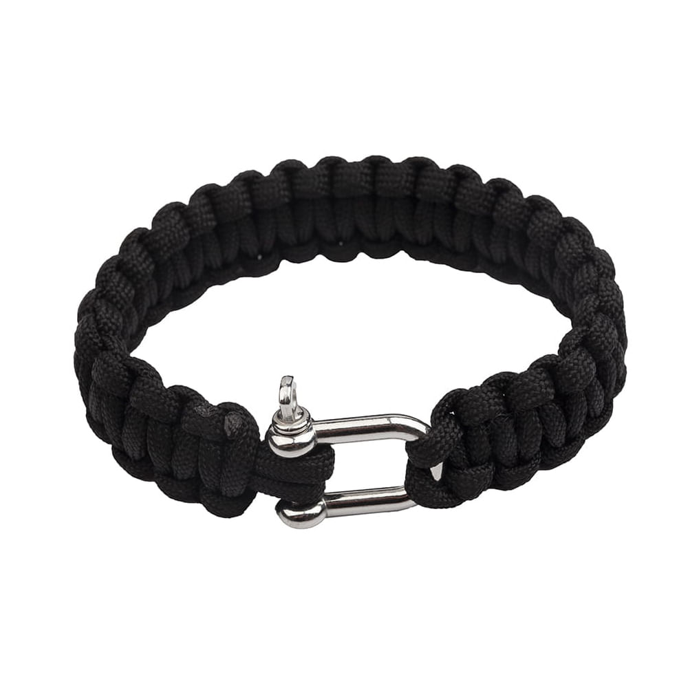 Bratara supravietuire IdeallStore®, Military Surplus, paracord, 24 cm, negru