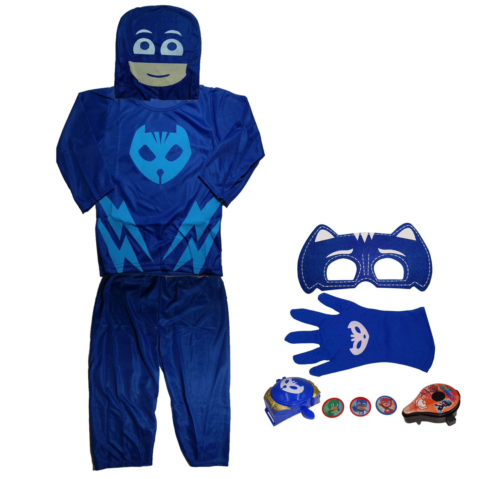 Set costum Eroi in Pijamale si accesorii IdeallStore®, Pisoi Connor, marimea L, 7-9 ani, albastru