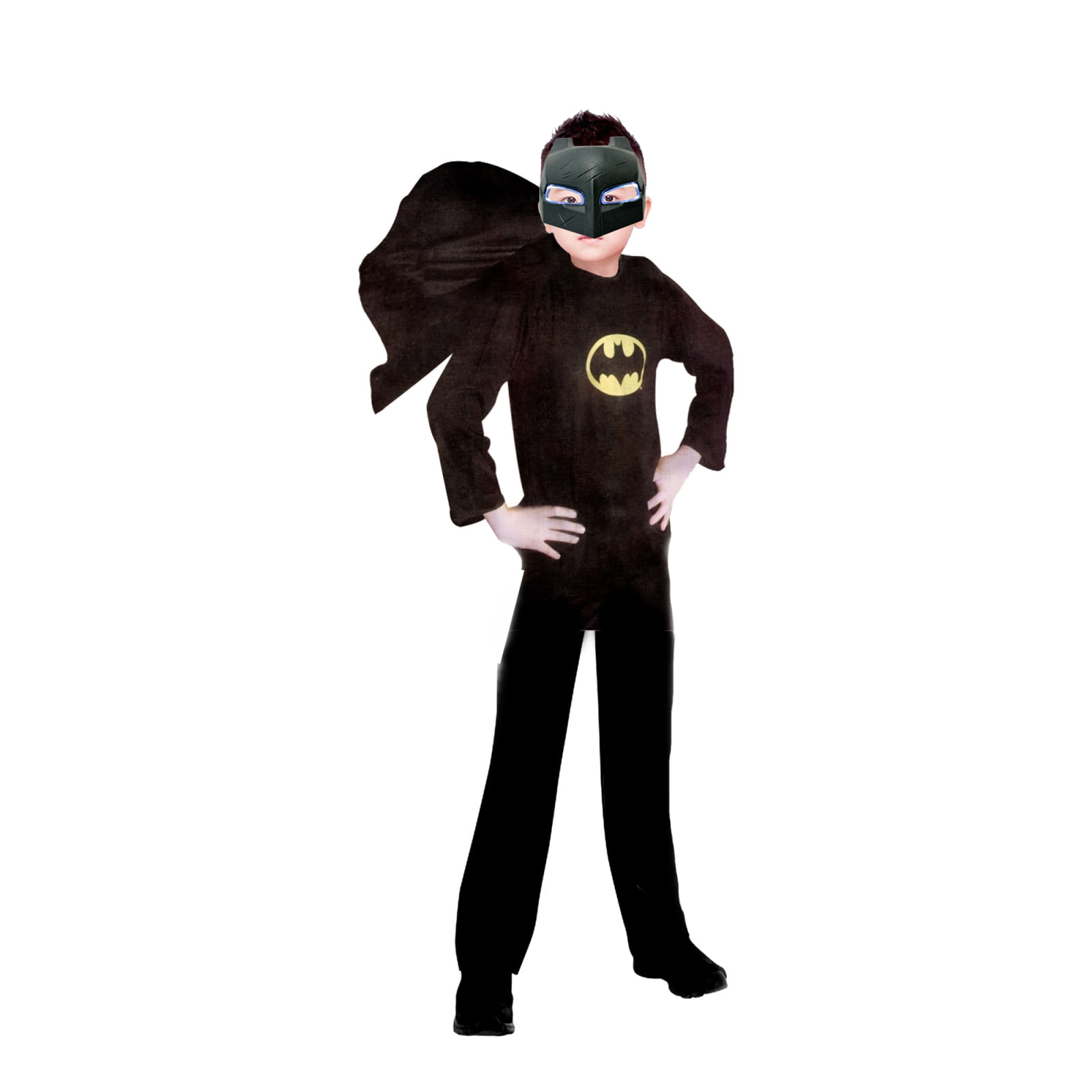Set costum clasic Batman IdeallStore®, 5-7 ani, 110-120 cm, negru si masca LED - 3 | YEO