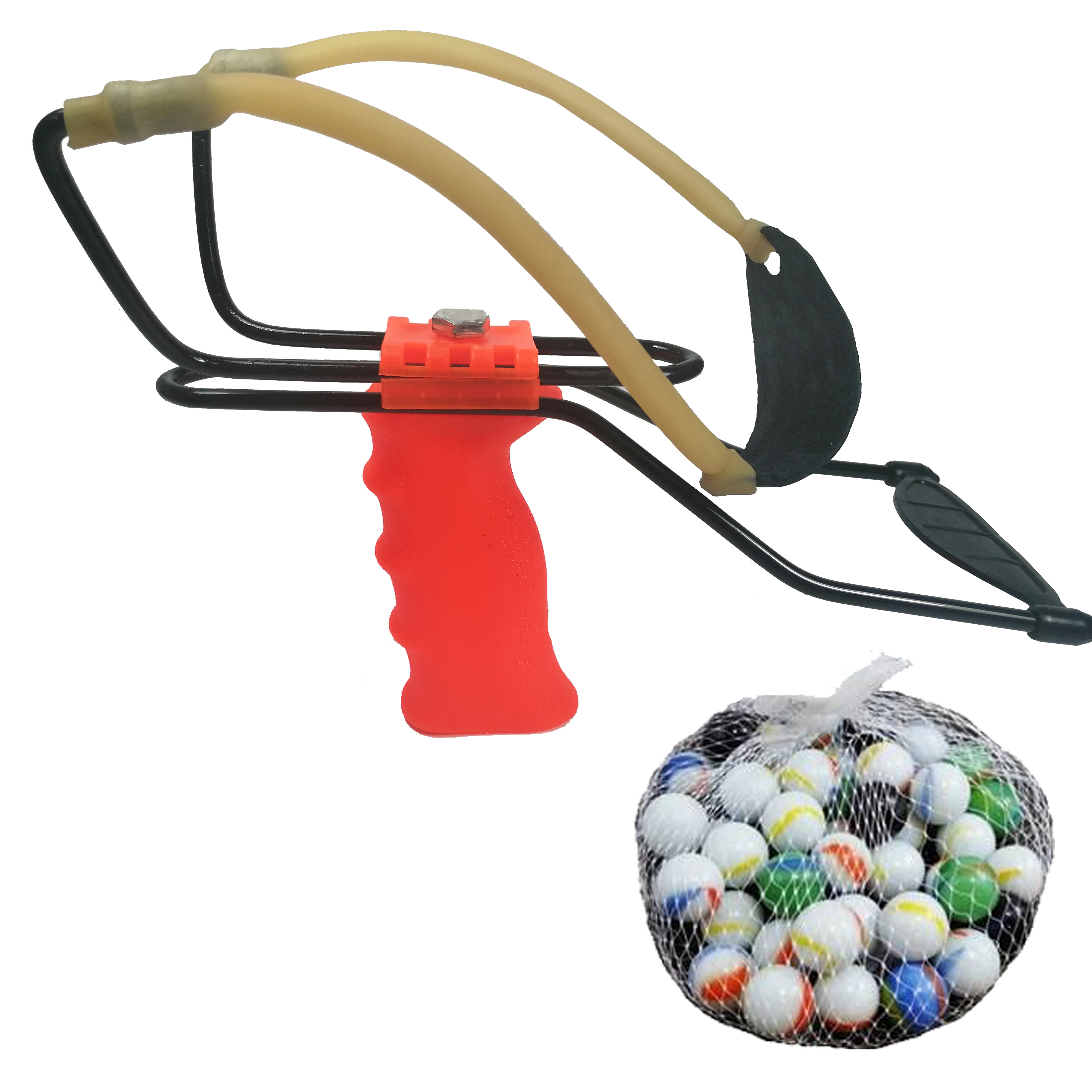 Set prastie profesionala si bile IdeallStore®, Sling Master, plastic, 20 cm, portocaliu