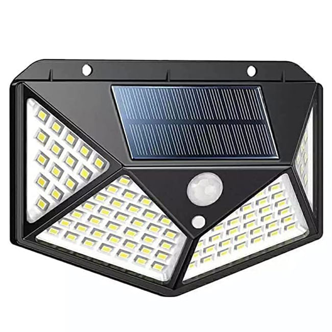 Lampa solare de perete IdeallStore®, Bright Night, 100 LEDuri, senzor de miscare, plastic, negru - 1 | YEO