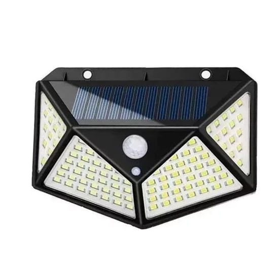 Lampa solare de perete IdeallStore®, Bright Night, 100 LEDuri, senzor de miscare, plastic, negru