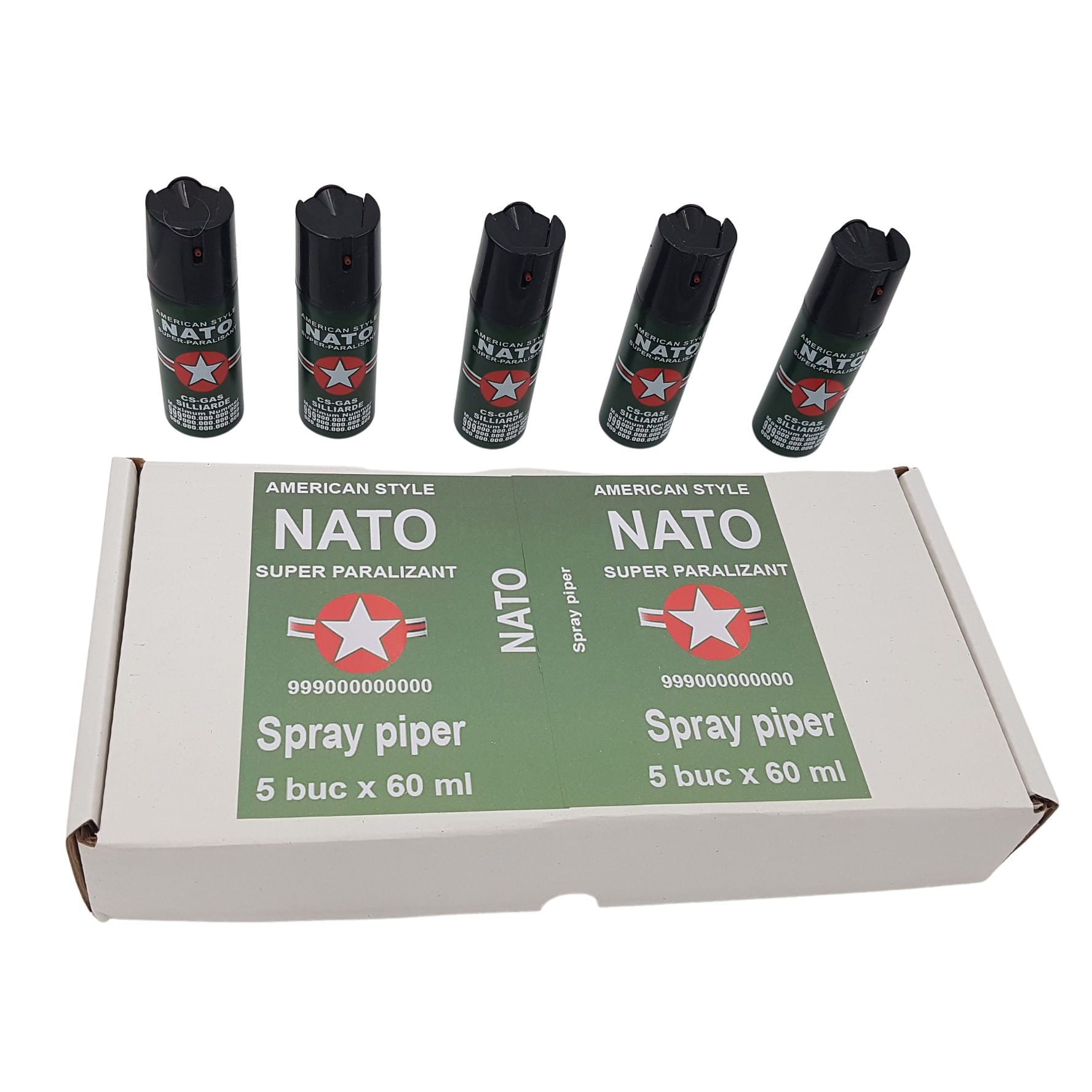 Set 5 sprayuri autoaparare IdeallStore®, Nato Assault, aluminiu, 60 ml, verde, husa inclusa - 3 | YEO