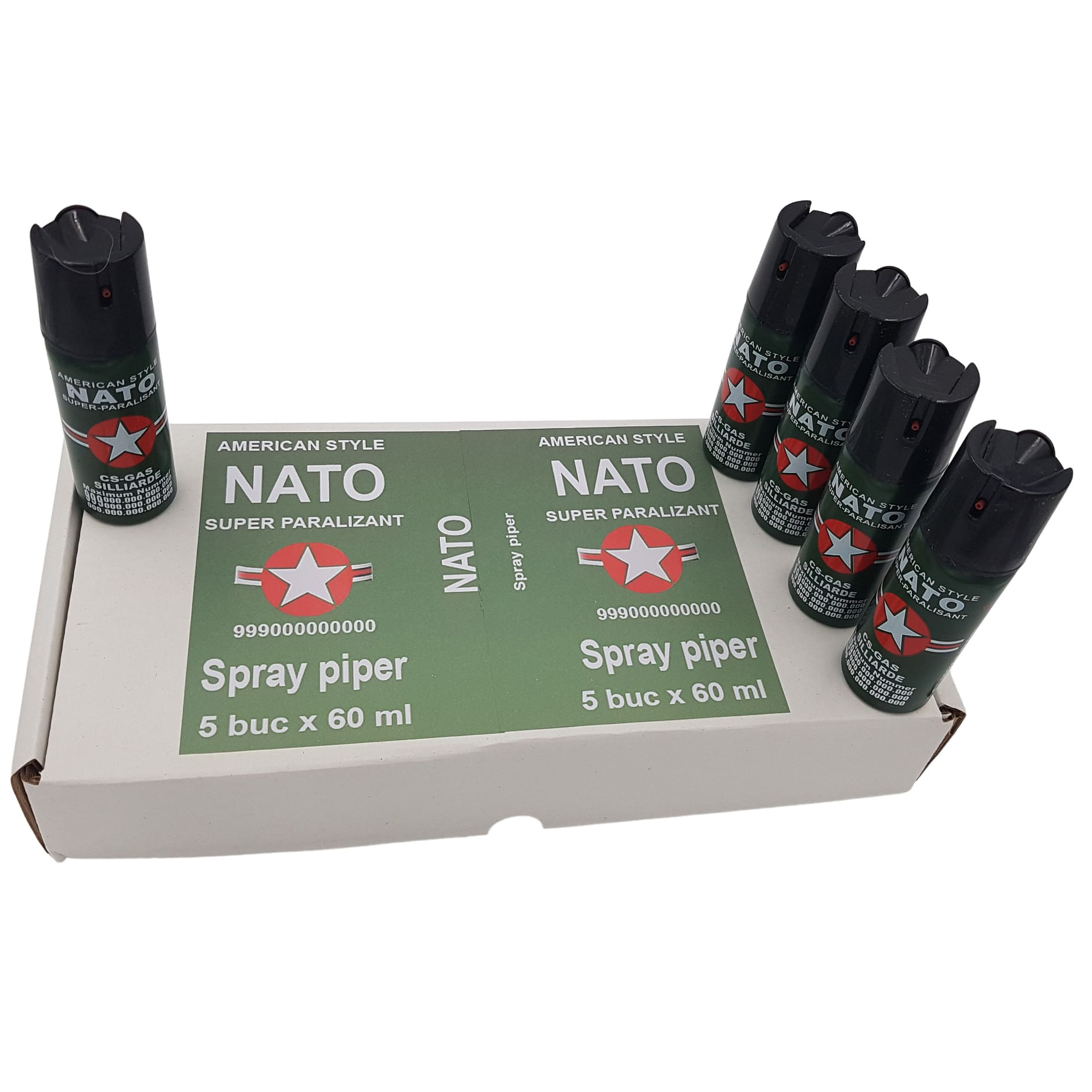 Set 5 sprayuri autoaparare IdeallStore®, Nato Assault, aluminiu, 60 ml, verde, husa inclusa - 2 | YEO