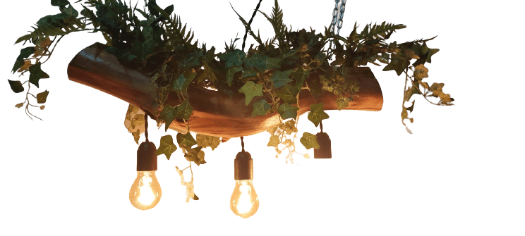 Lampa rustica cu verdeata artificiala