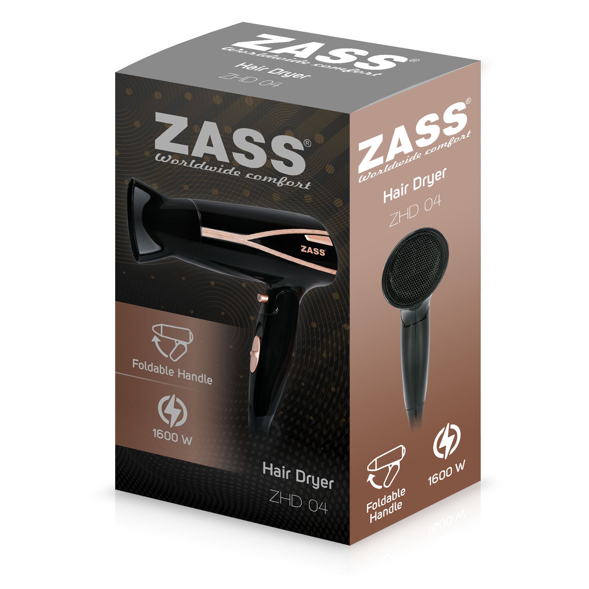 Uscator de par Travel Zass ZHD 04, negru-gold - 4 | YEO