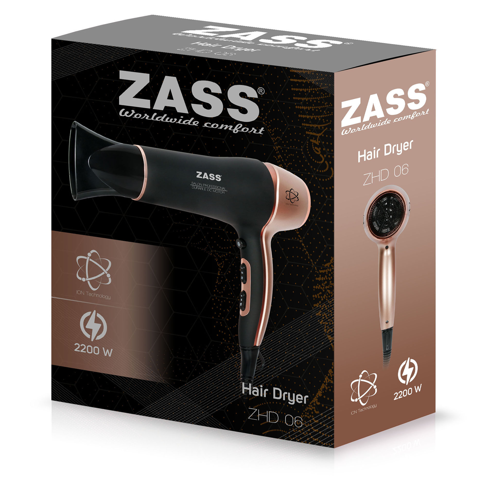 Uscator de par Zass ZHD 06, negru-gold - 4 | YEO