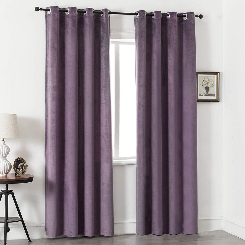 Set draperii din catifea cu inele crom, Madison, 200x270 cm, densitate 700 g/ml, Mauve, 2 buc