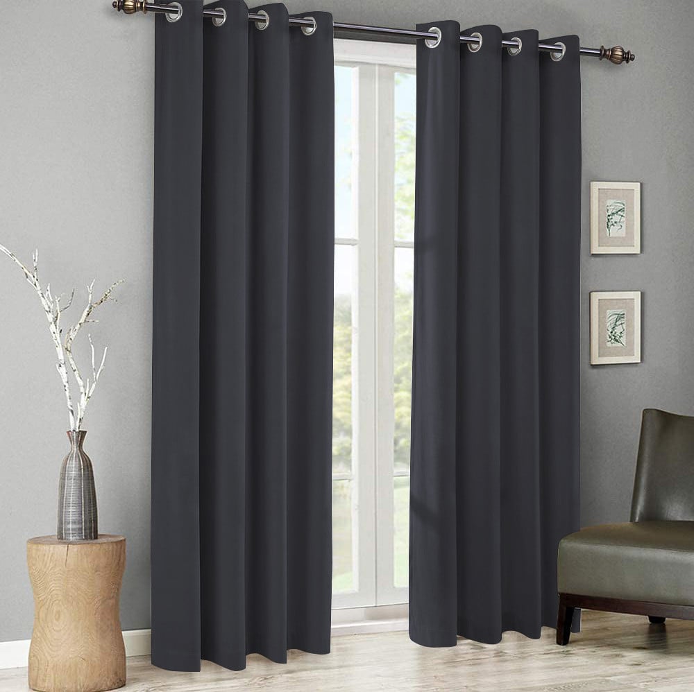 Draperie din catifea cu inele negre, Madison, 200x225 cm, densitate 700 g/ml, Aegean, 1 buc