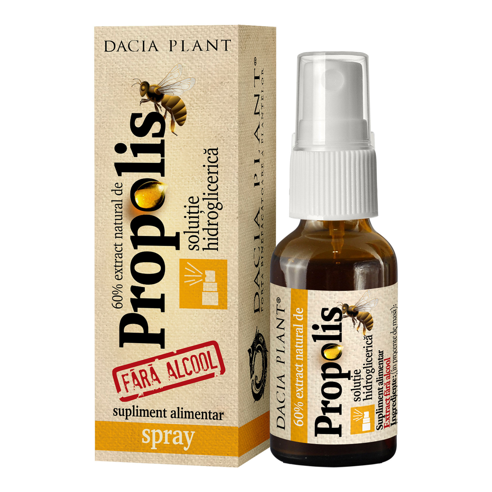 Propolis cu Argint Coloidal, spray, fara alcool, 20ml, Dacia Plant