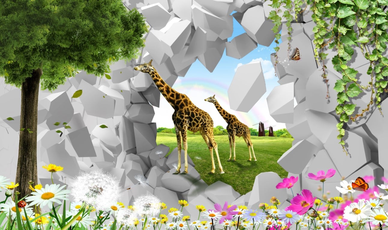 Tablou canvas - 3d girafe in natura