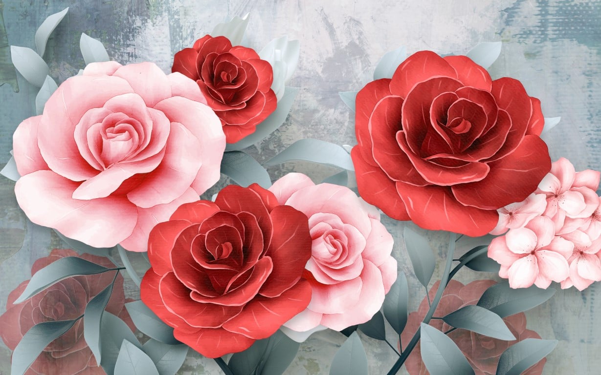 Tablou canvas - Abstract trandafiri rosii